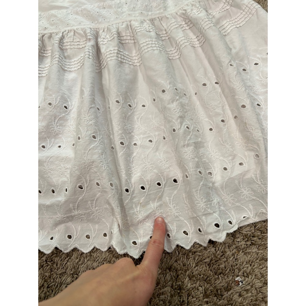 Anthropologie White Tiered Midi Skirt Cotton Boho Festival Cottagecore Prairie S - Picture 6 of 8